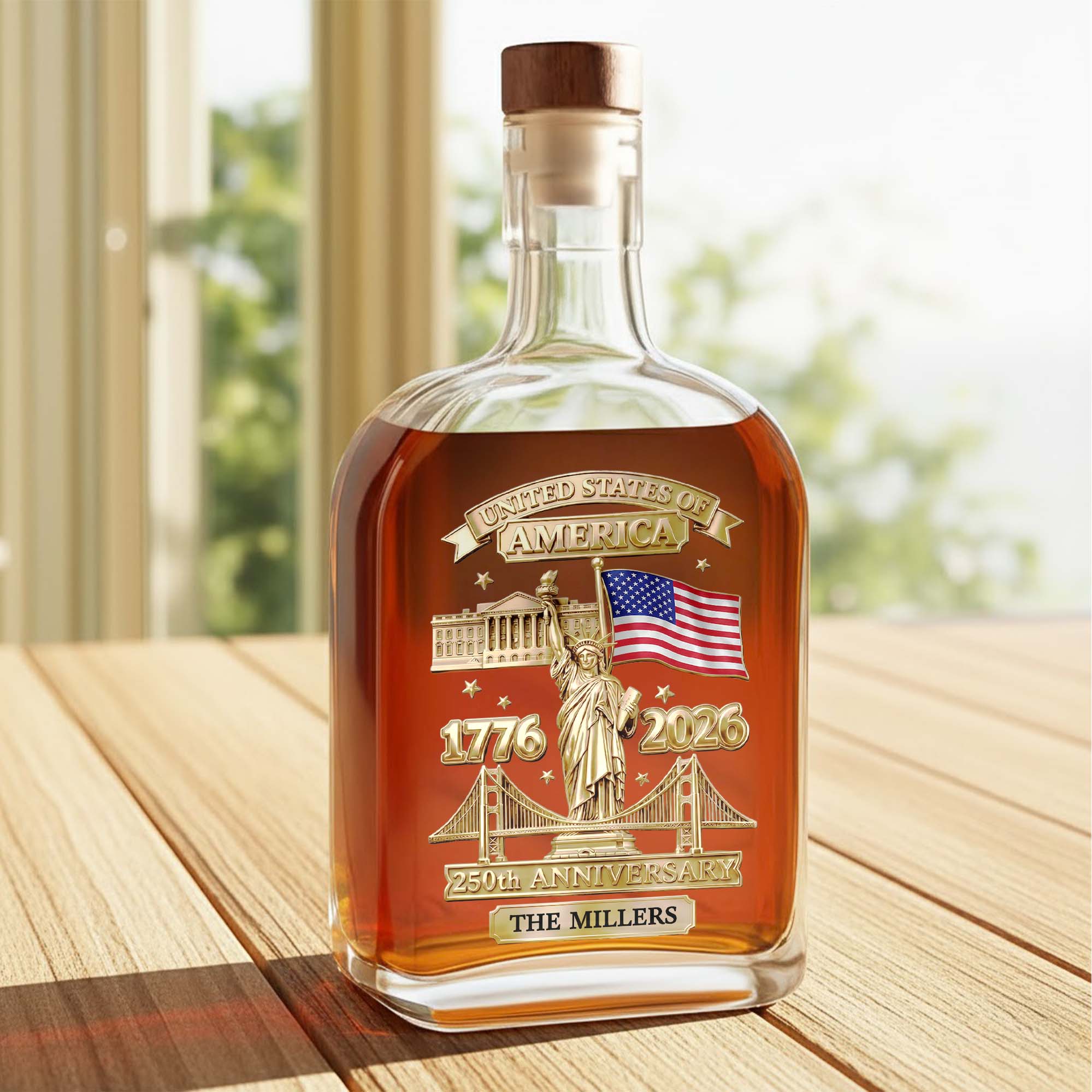 Personalized Whiskey Bottle Custom Family Name 250th Anniversary Gift for Dad