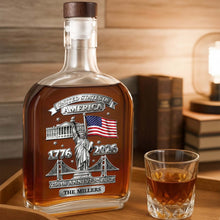 Load image into Gallery viewer, Personalized Whiskey Bottle Custom Family Name 250th Anniversary Gift for Dad
