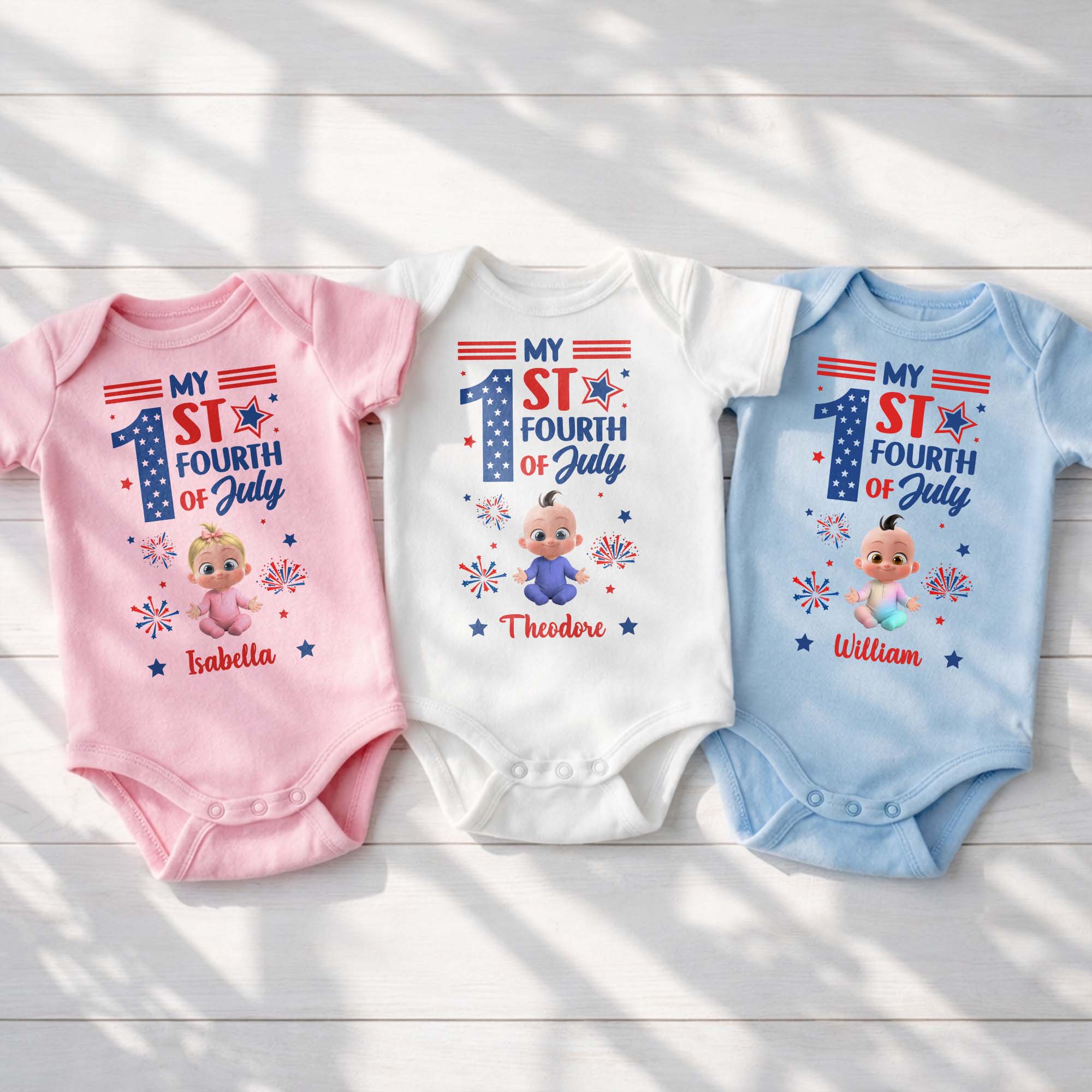 Personalized Baby Onesie Custom Name Fourth of July Gift