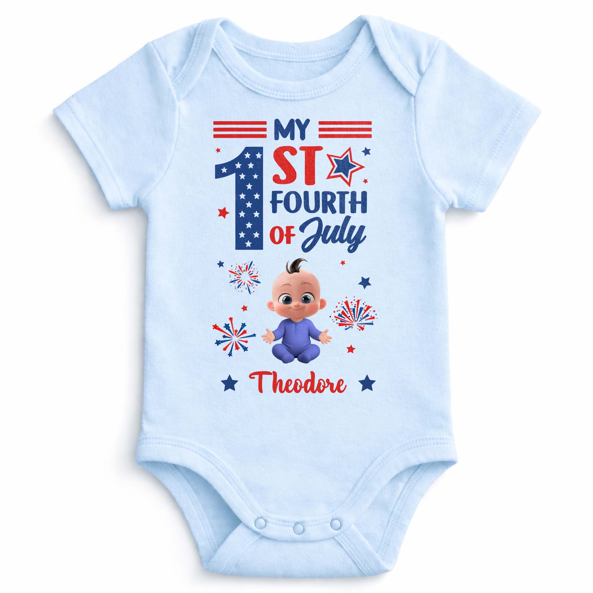 Personalized Baby Onesie Custom Name Fourth of July Gift