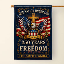Load image into Gallery viewer, Personalized Double-Sided Garden Flag with Eagle and Family Name for 4th of July
