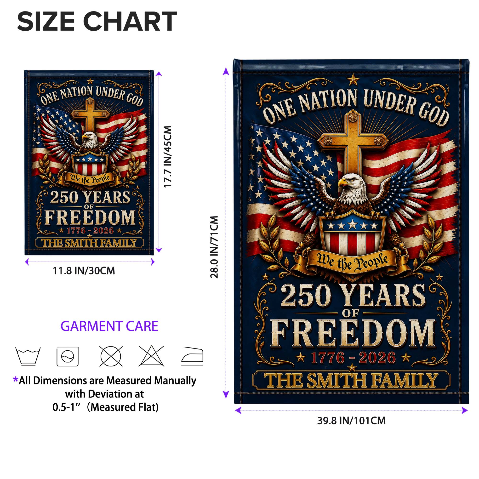 Personalized Double-Sided Garden Flag with Eagle and Family Name for 4th of July