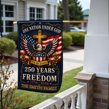 Load image into Gallery viewer, Personalized Double-Sided Garden Flag with Eagle and Family Name for 4th of July
