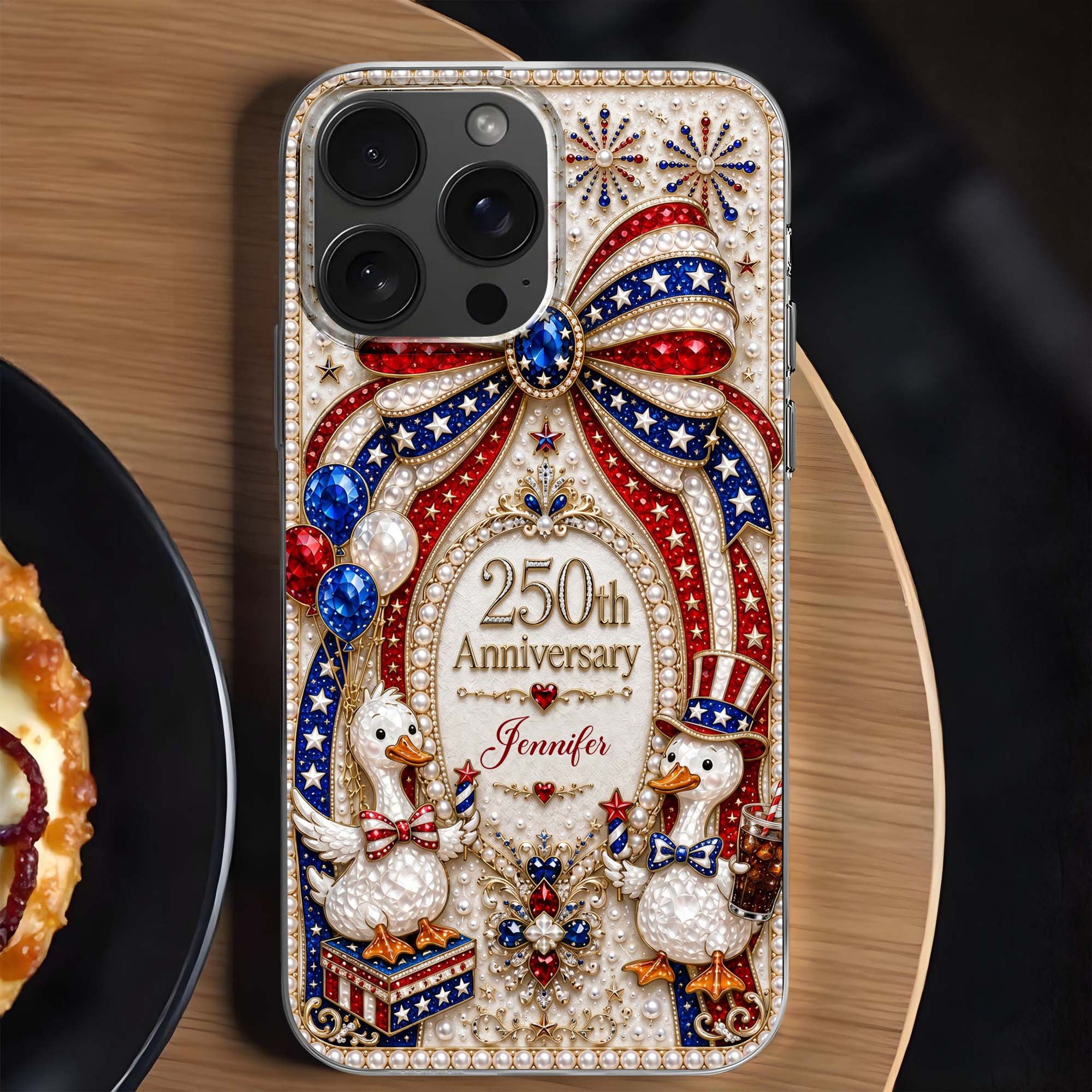Personalized Clear Phone Case Custom Name Patriotic Gift