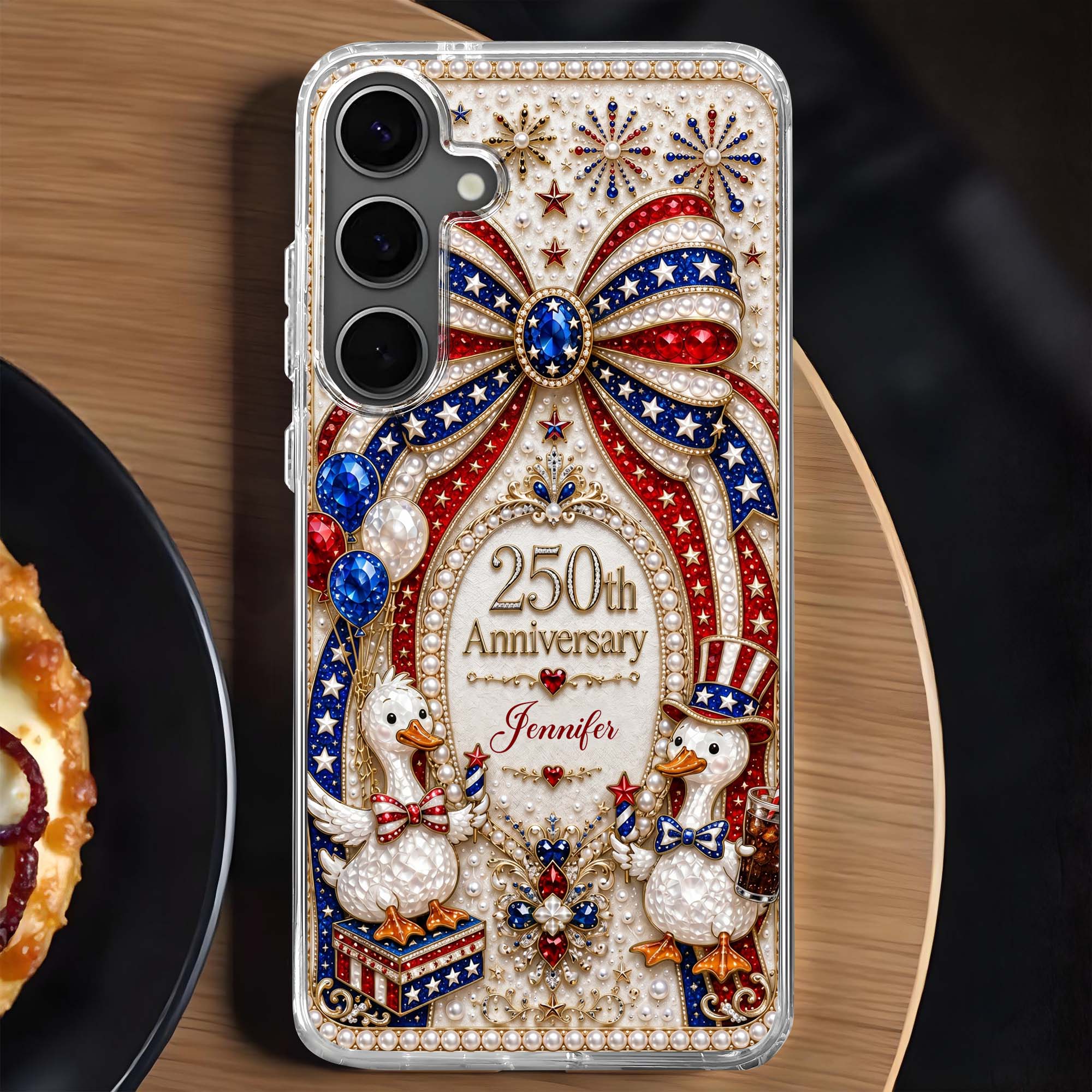 Personalized Clear Phone Case Custom Name Patriotic Gift