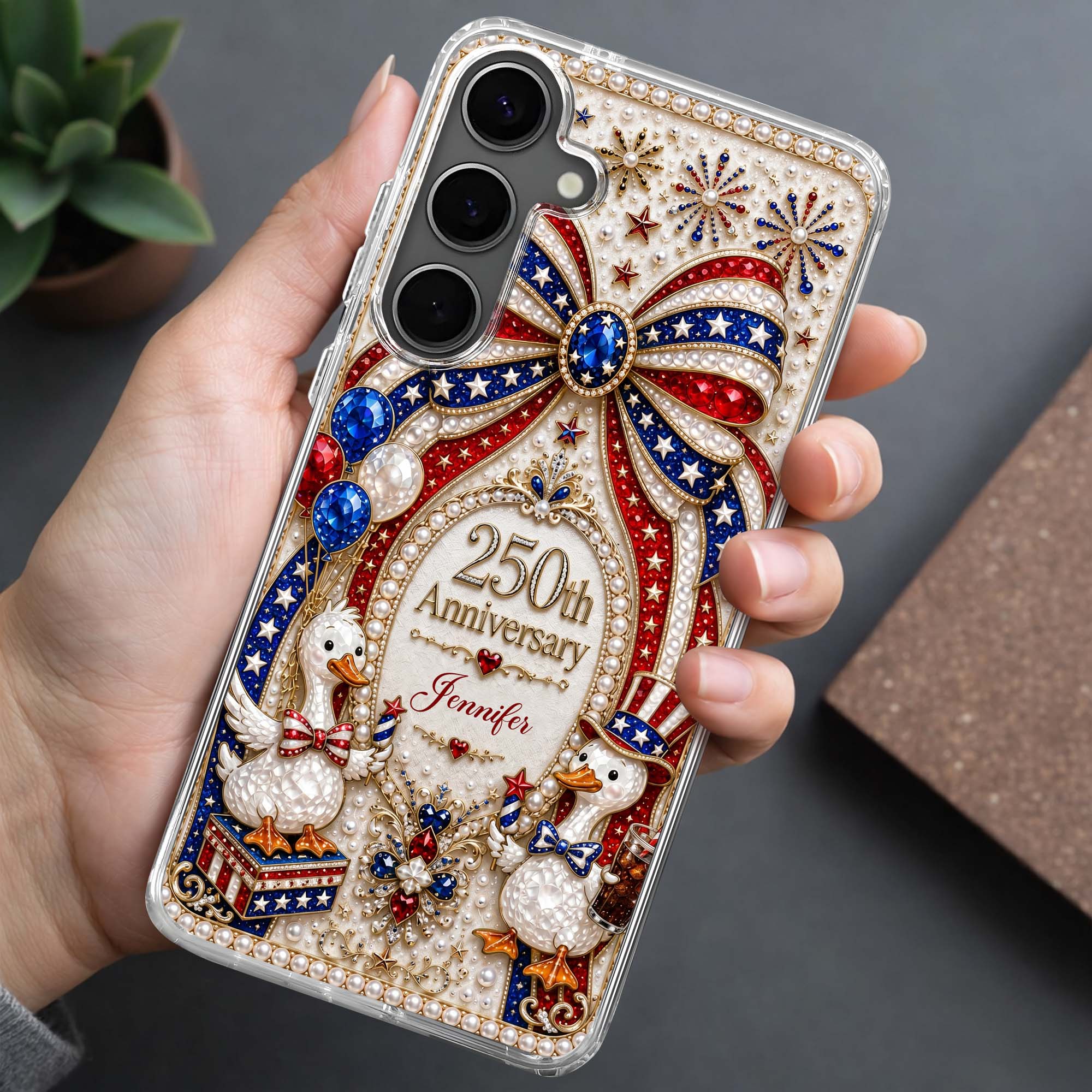 Personalized Clear Phone Case Custom Name Patriotic Gift