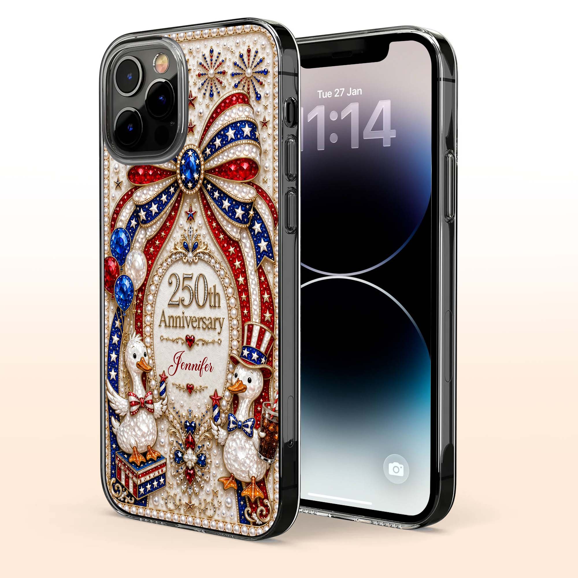 Personalized Clear Phone Case Custom Name Patriotic Gift