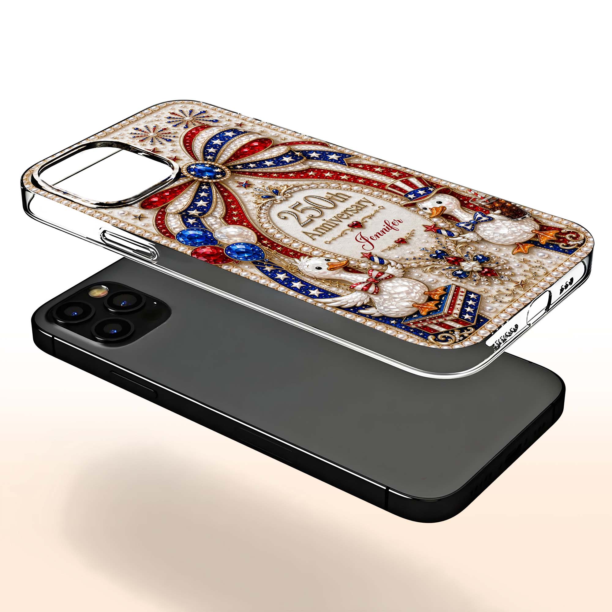 Personalized Clear Phone Case Custom Name Patriotic Gift