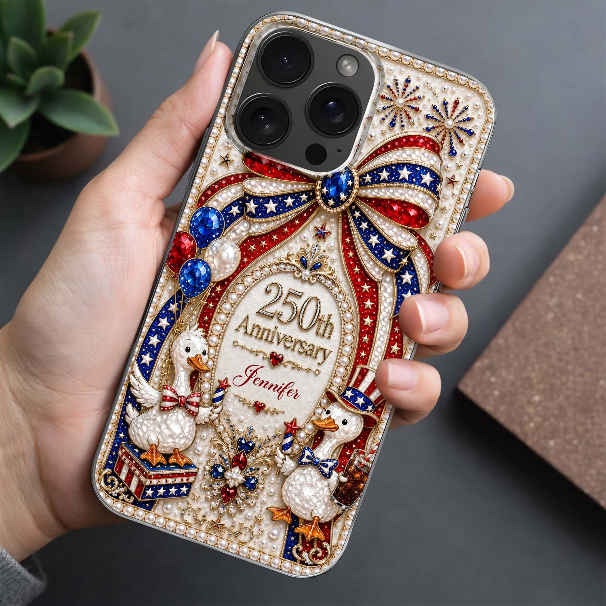 Personalized Clear Phone Case Custom Name Patriotic Gift