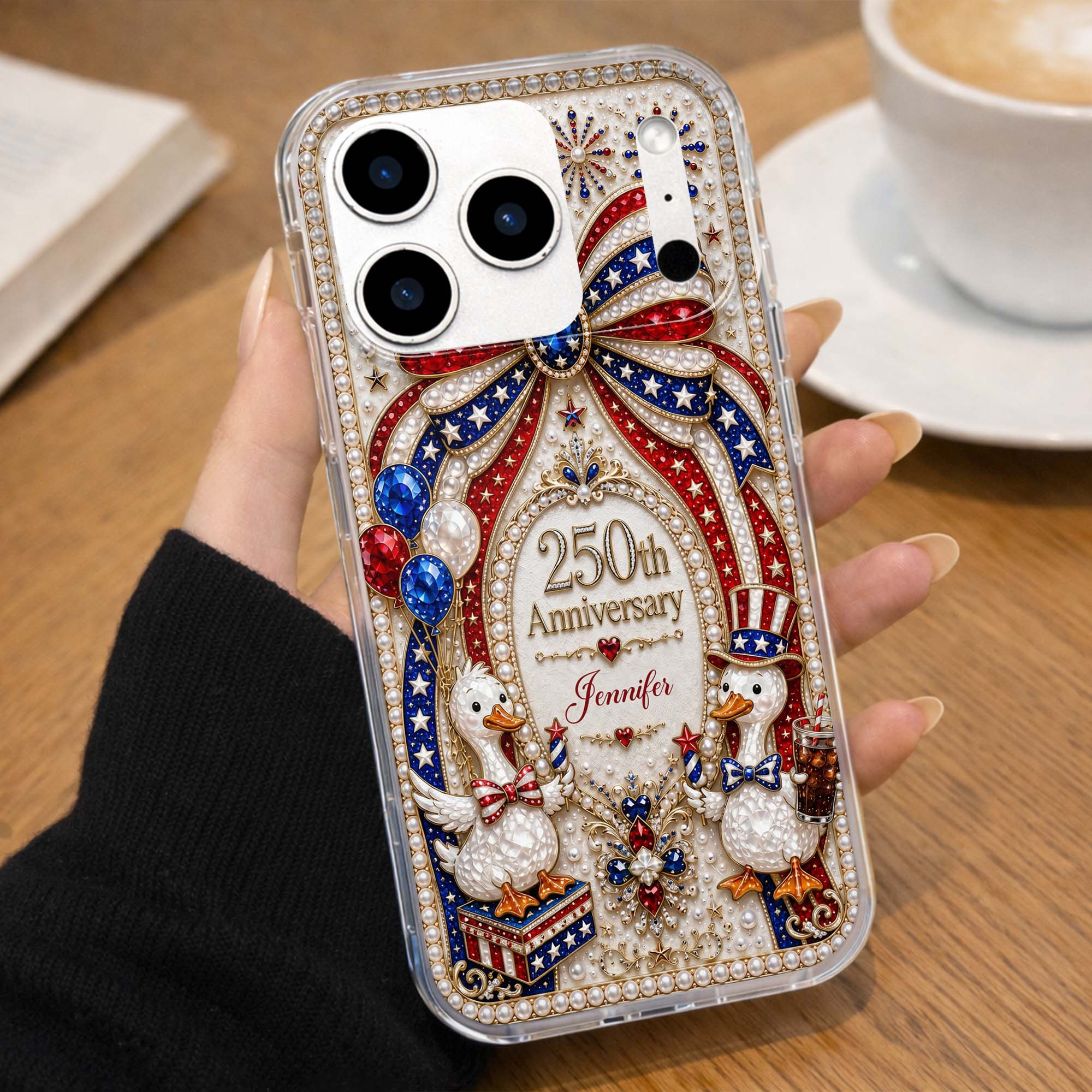 Personalized Clear Phone Case Custom Name Patriotic Gift
