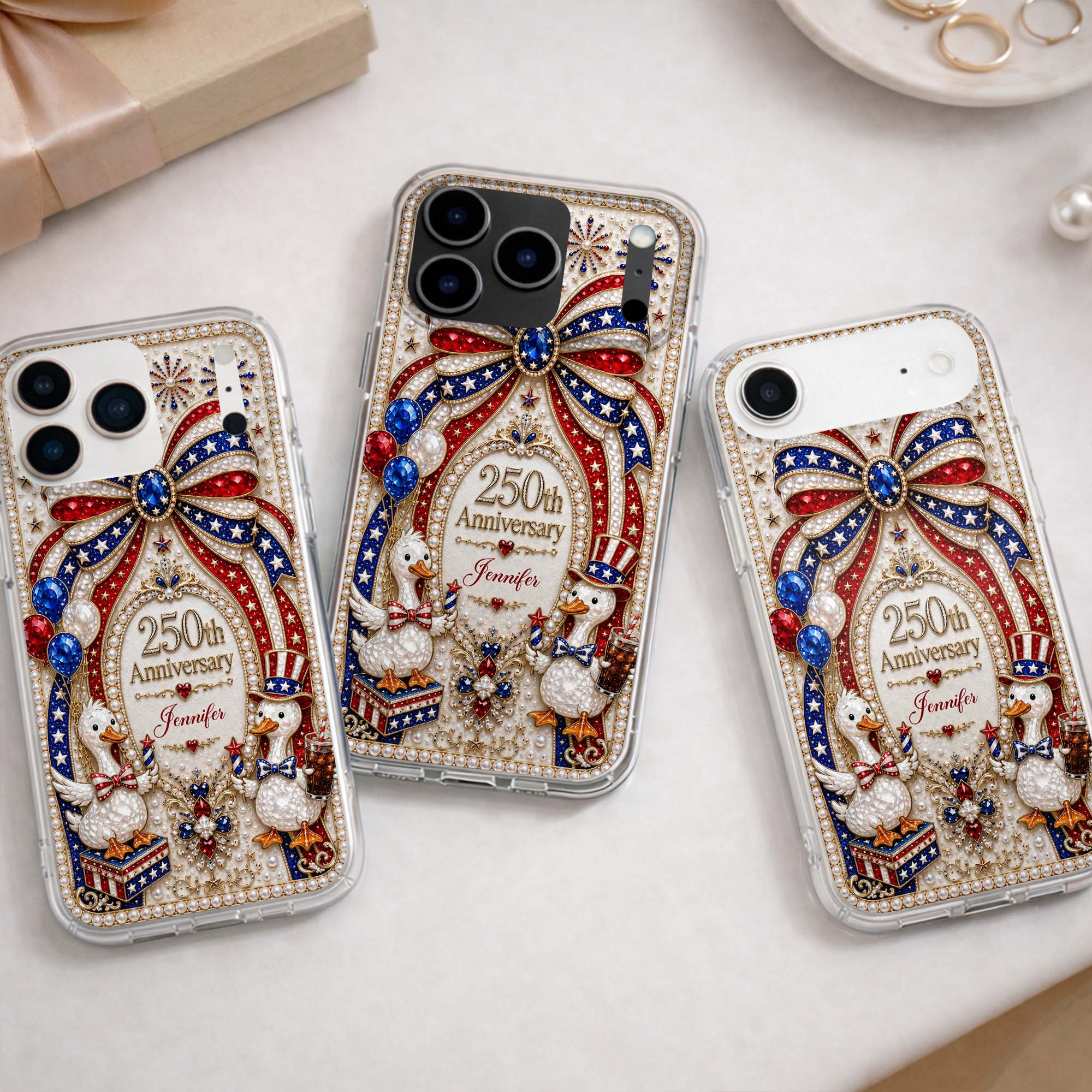 Personalized Clear Phone Case Custom Name Patriotic Gift