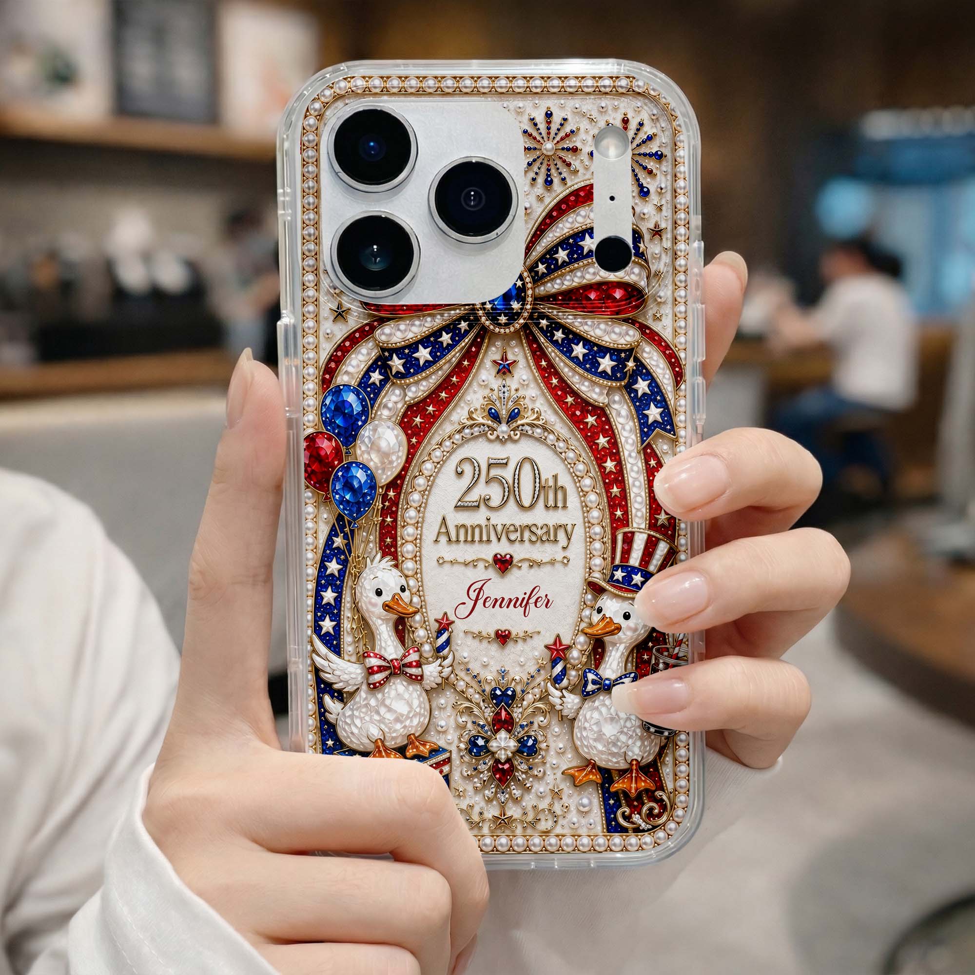 Personalized Clear Phone Case Custom Name Patriotic Gift