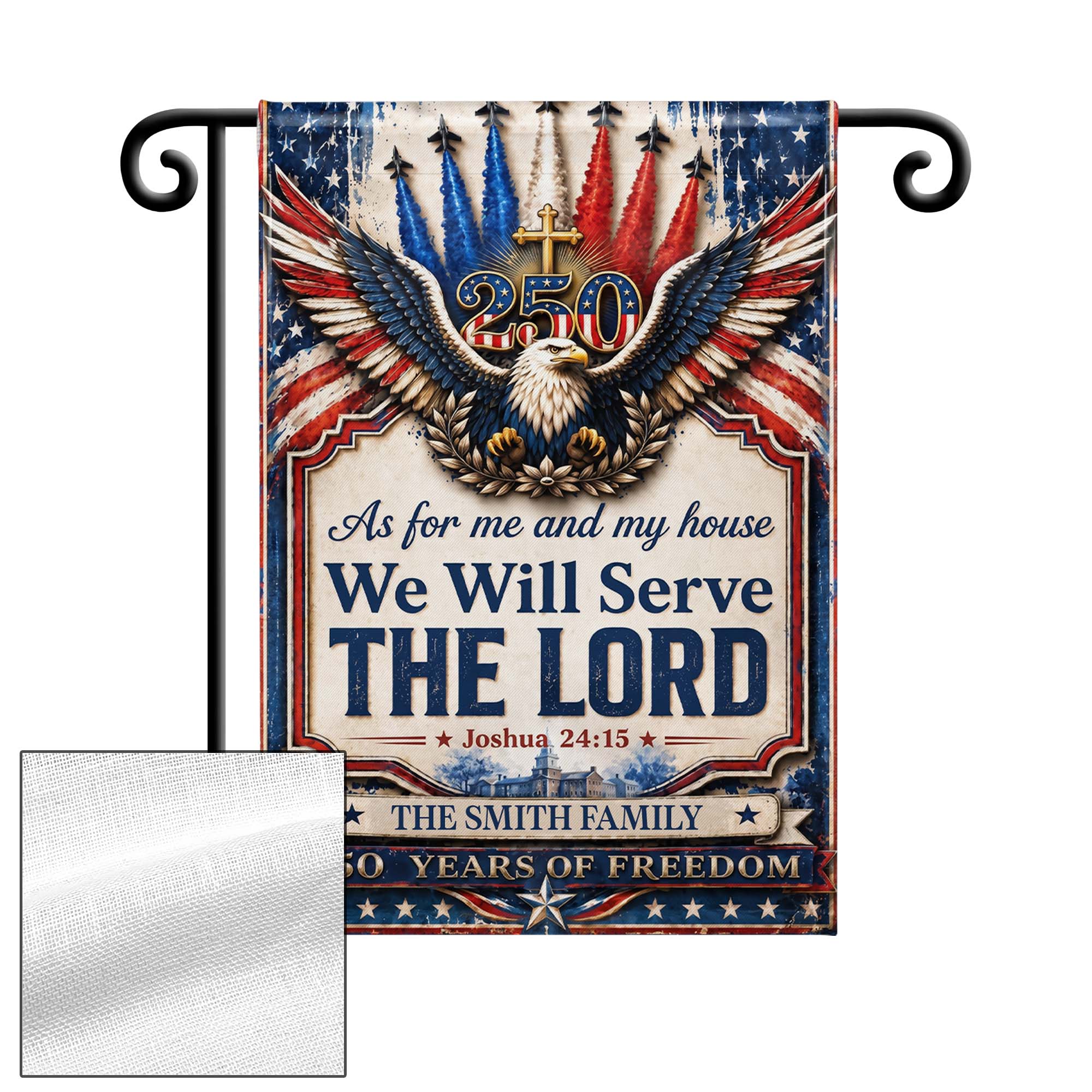 Personalized Double-Sided Garden Flag Custom Family Name Eagle Cross Gift for Dad