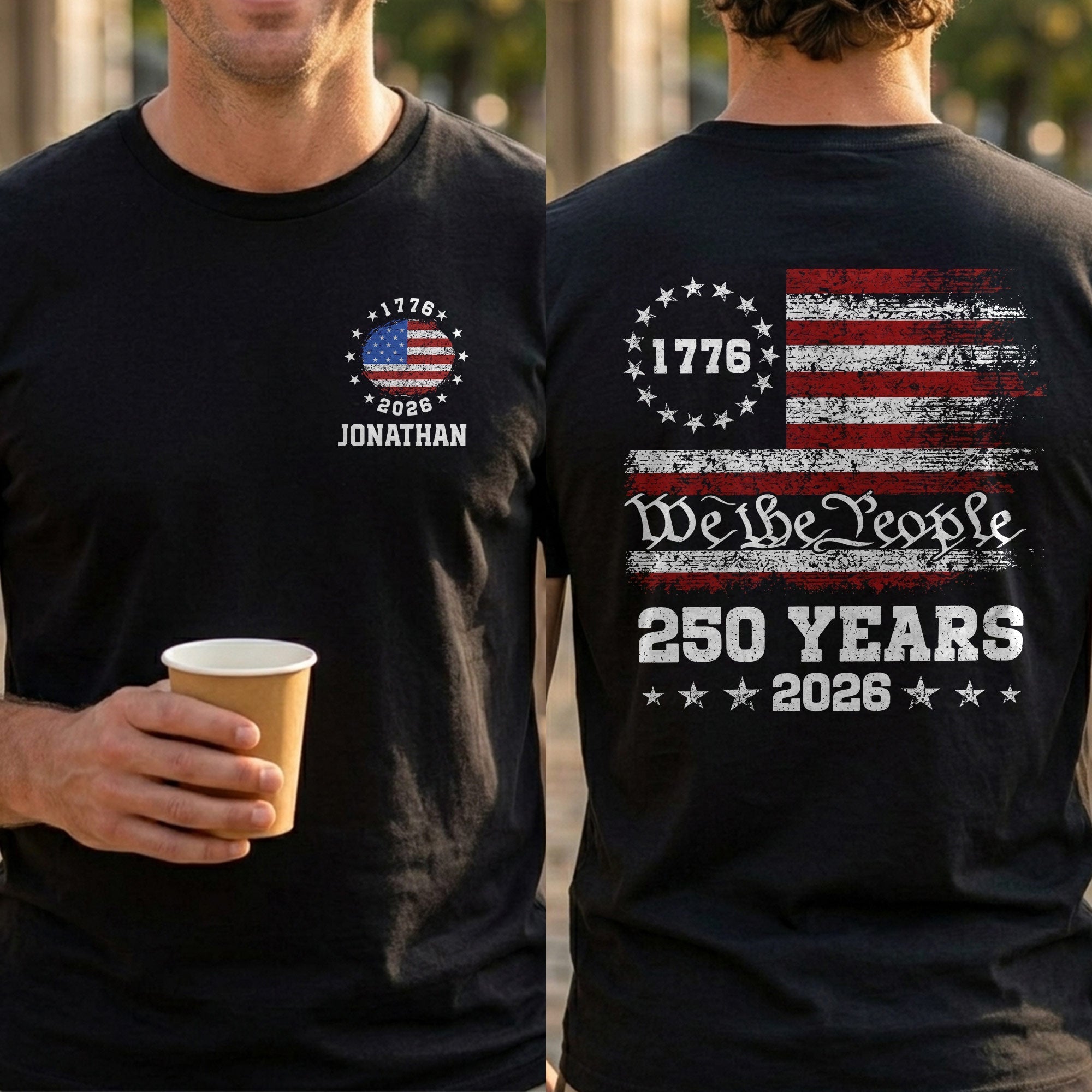 Personalized American Flag T-Shirt Custom Design for 4th of July