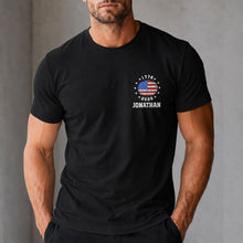 Load image into Gallery viewer, Personalized American Flag T-Shirt Custom Design for 4th of July
