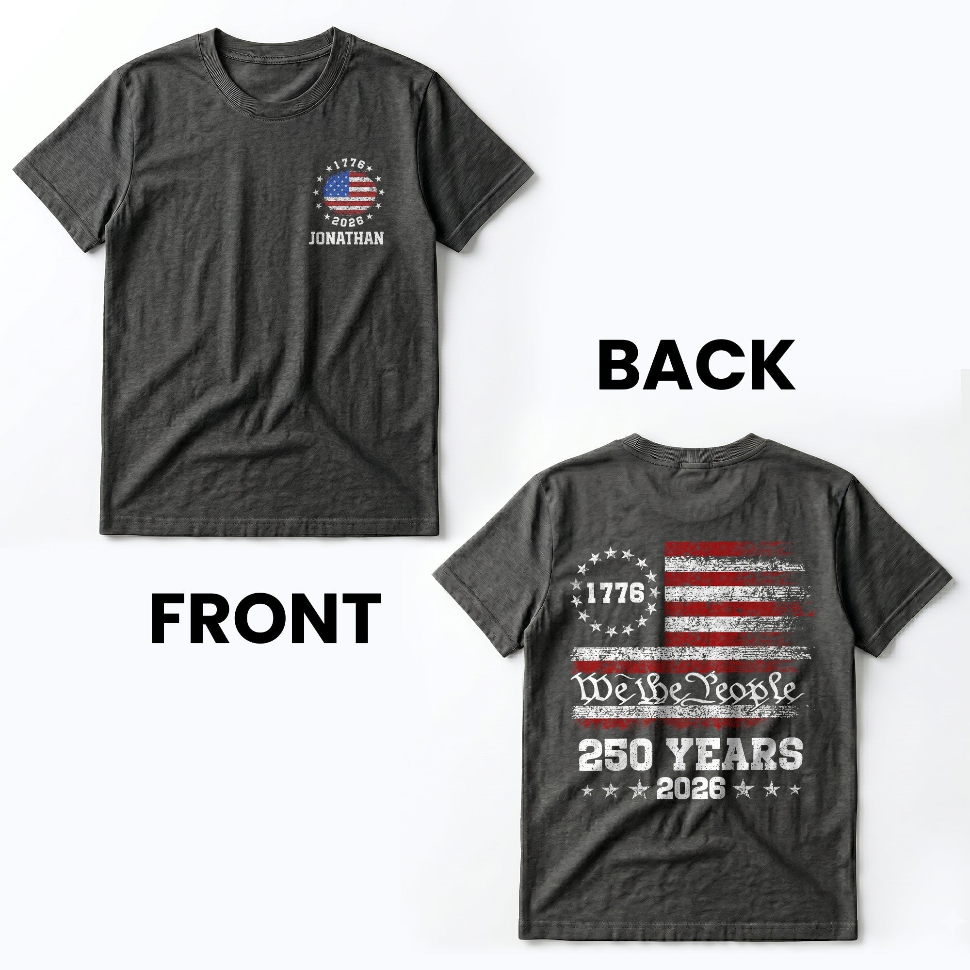 Personalized American Flag T-Shirt Custom Design for 4th of July