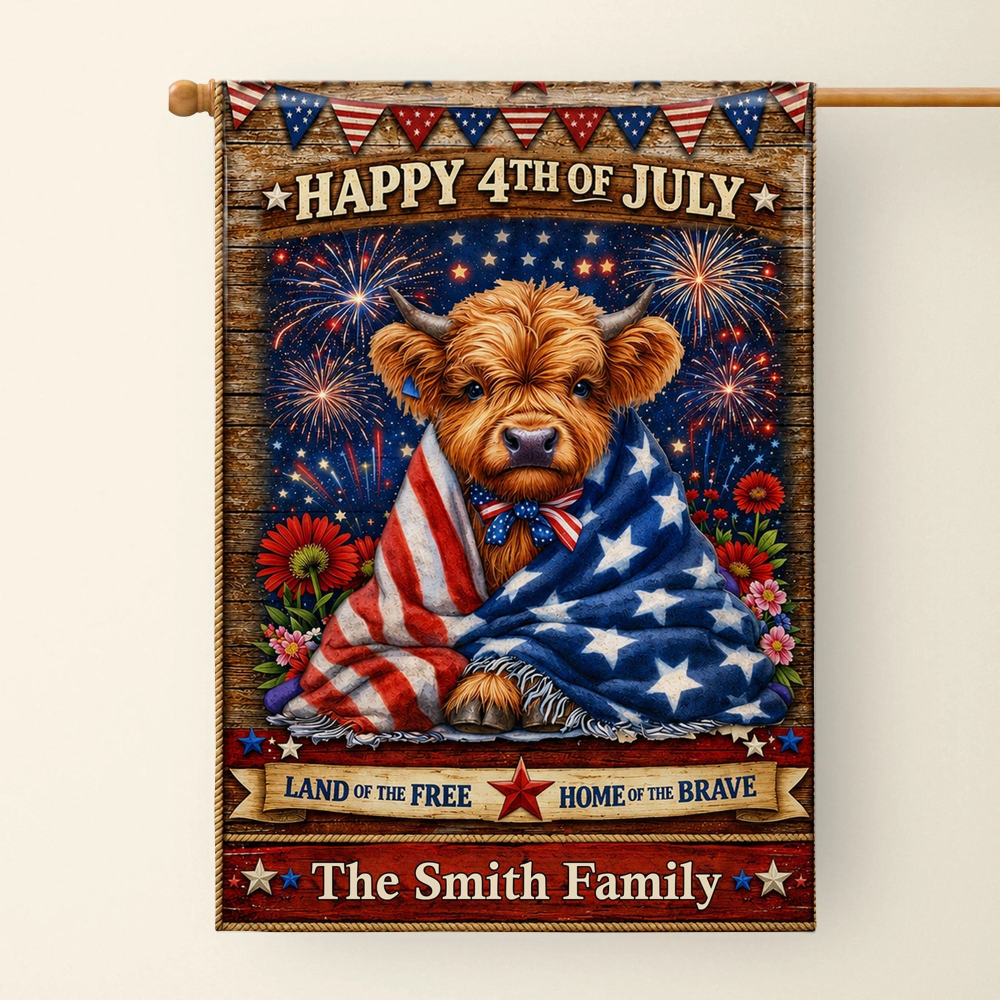 Personalized Double-Sided Garden Flag Custom Family Name 4th of July Decoration