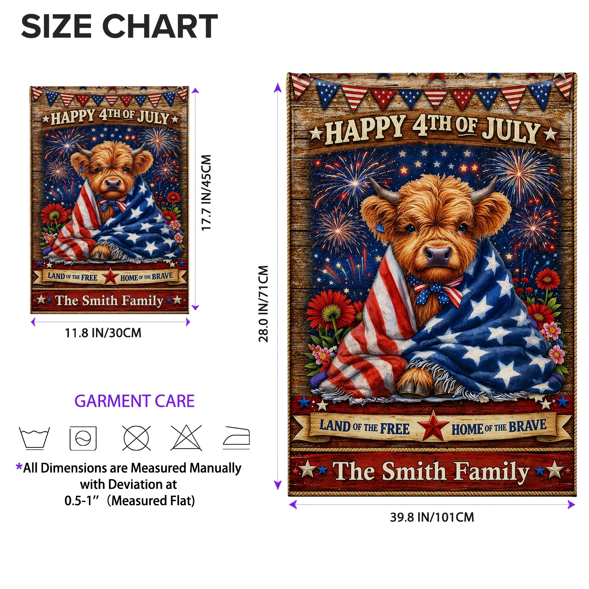 Personalized Double-Sided Garden Flag Custom Family Name 4th of July Decoration