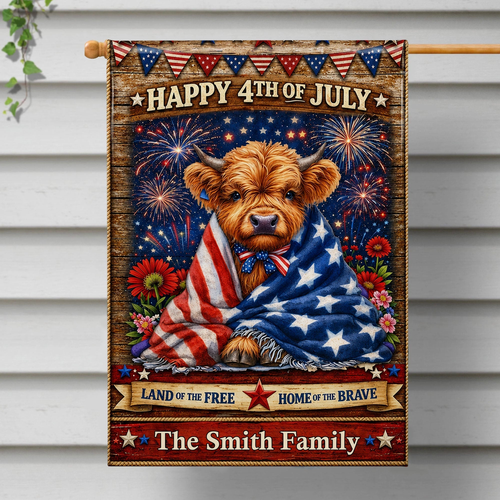 Personalized Double-Sided Garden Flag Custom Family Name 4th of July Decoration