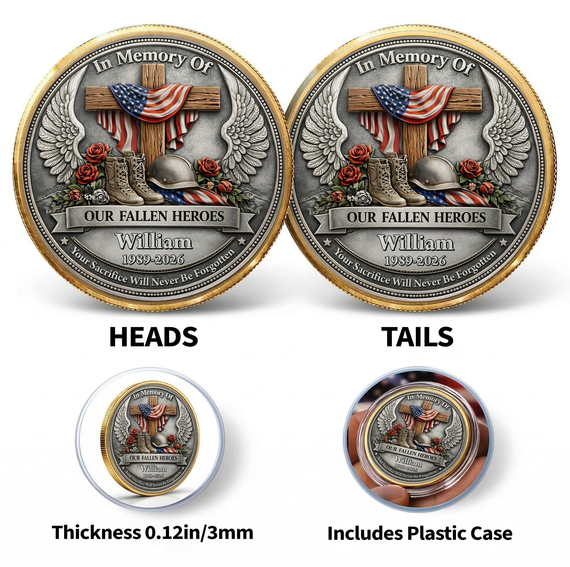 Personalized Memorial Commemorative Coin Custom Name Gift