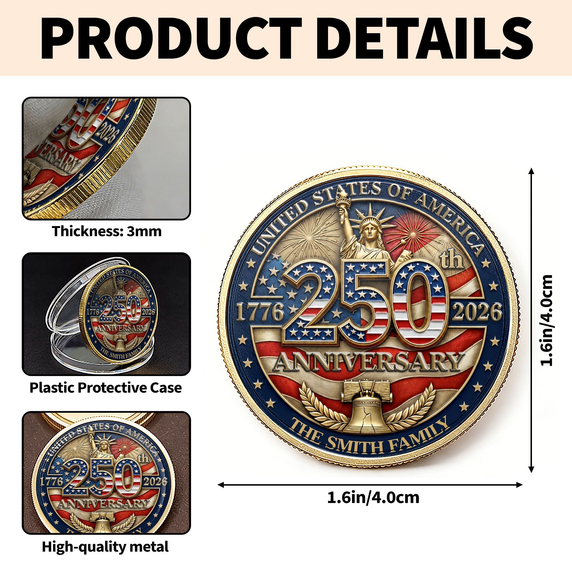 Personalized Commemorative Coin Custom Name Gift for Family
