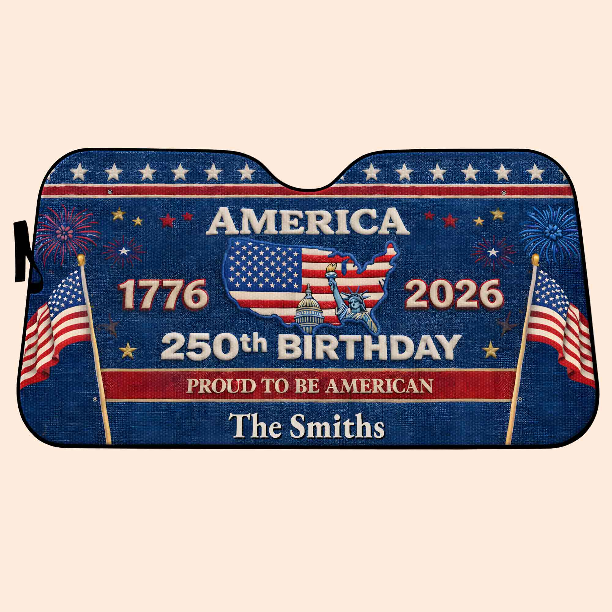 Personalized Auto Sunshade USA Map Stars Custom Car Gift
