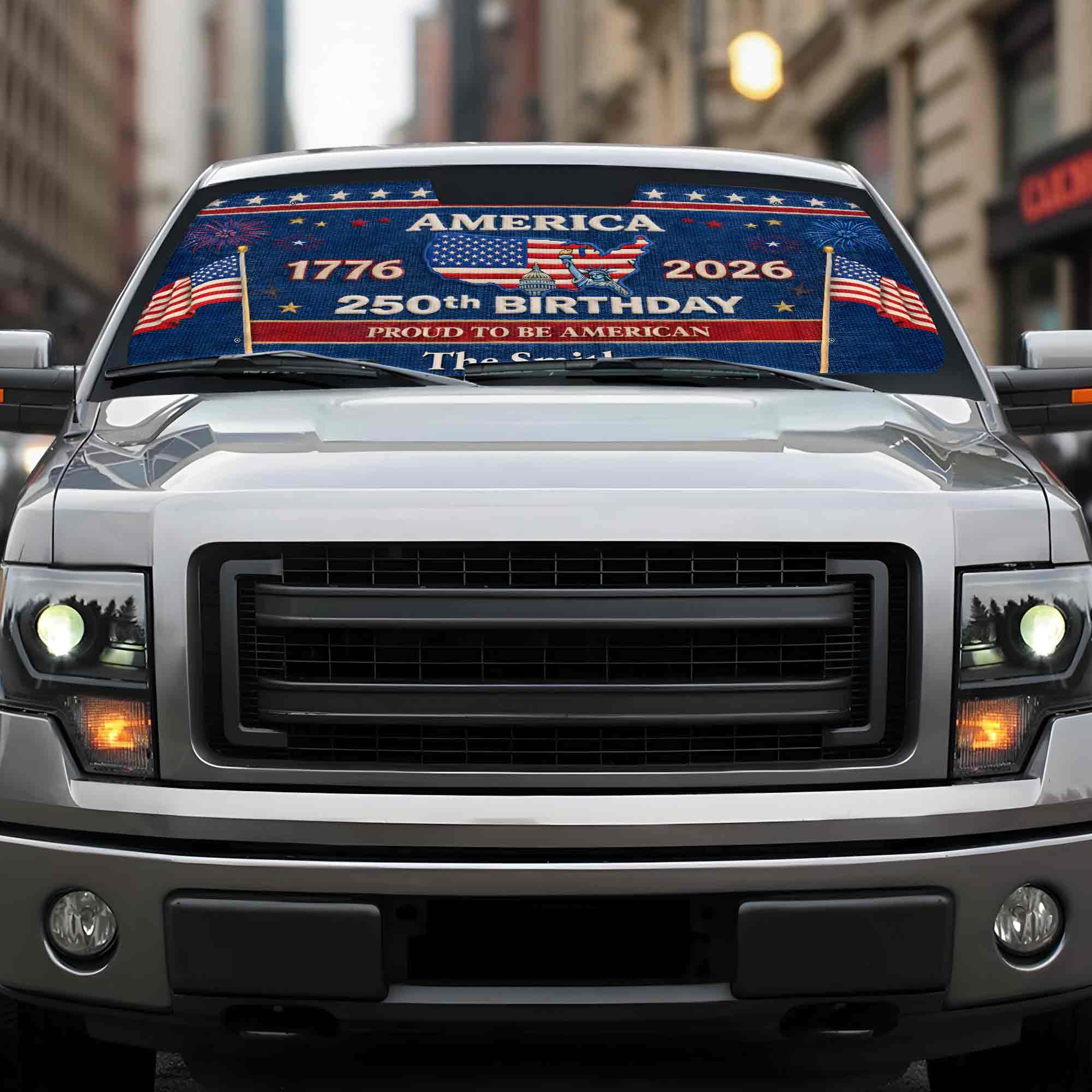 Personalized Auto Sunshade USA Map Stars Custom Car Gift