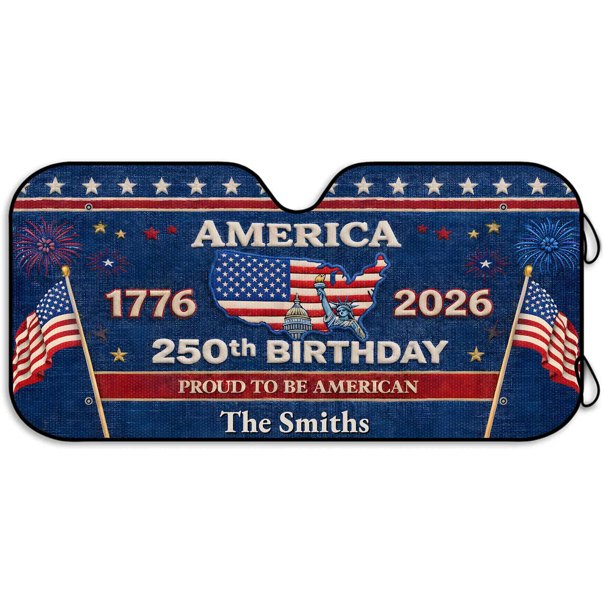 Personalized Auto Sunshade USA Map Stars Custom Car Gift