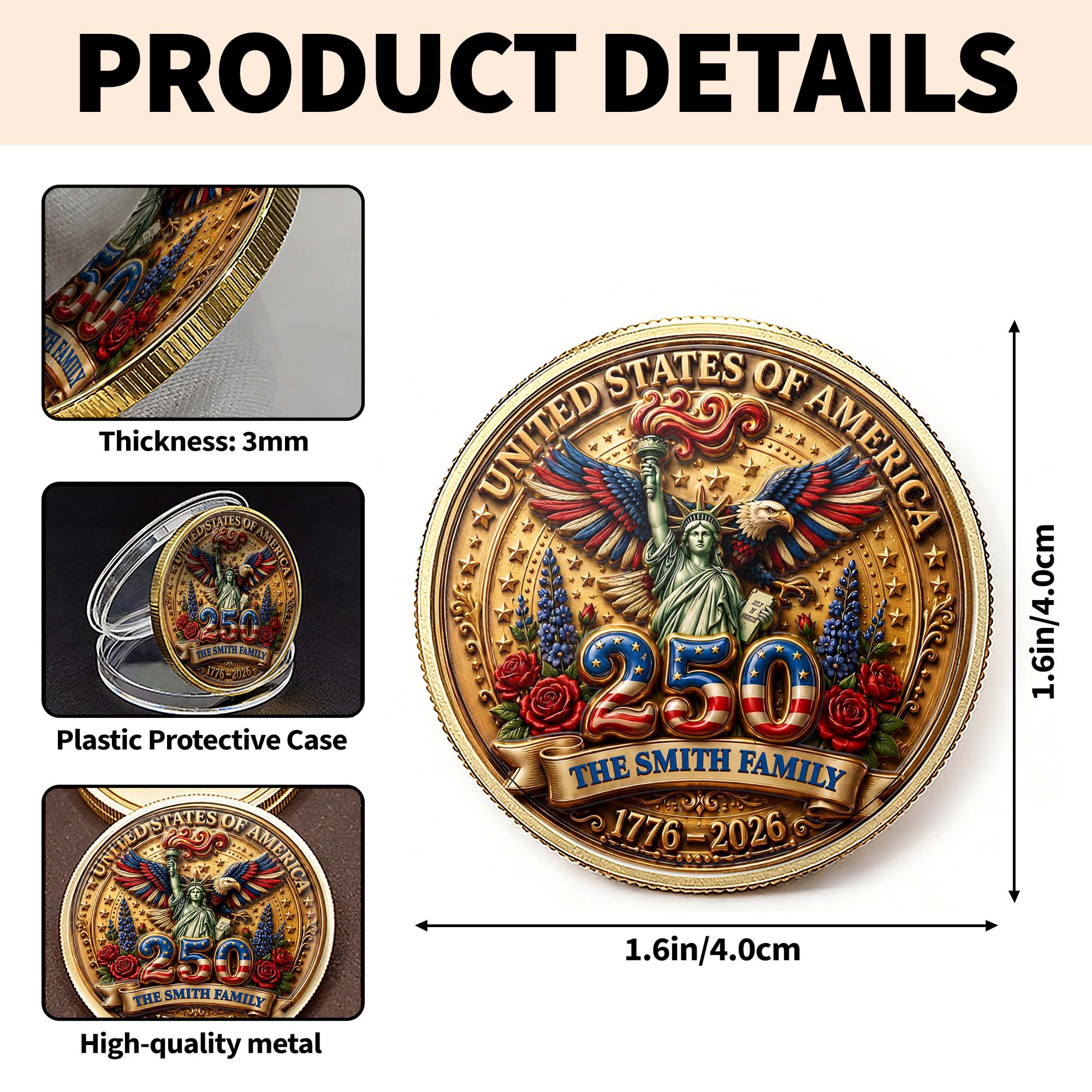 Personalized Commemorative Coin Custom Name Family Gift