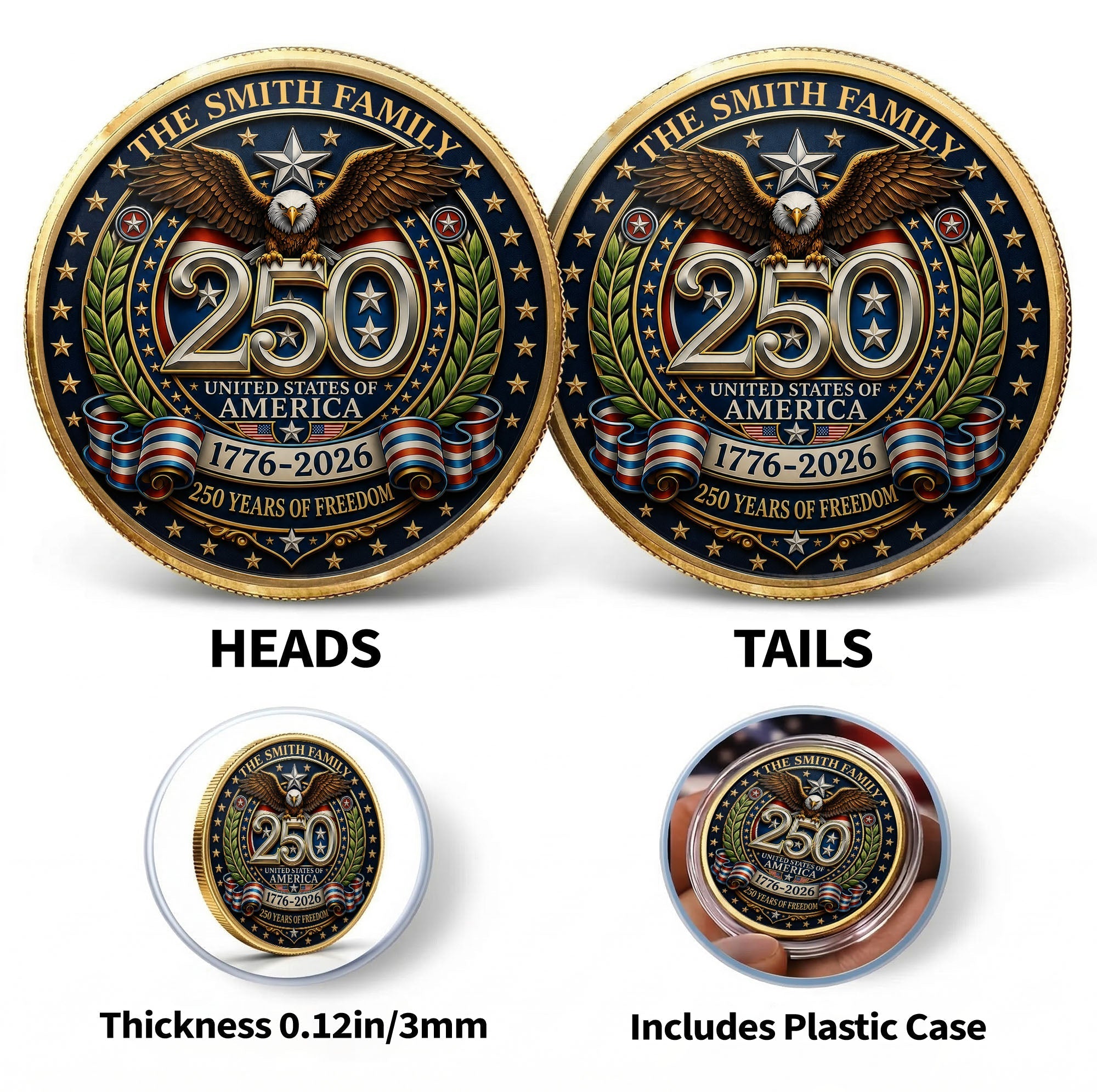 Custom Commemorative Coin 250 Years Freedom Gift for Dad