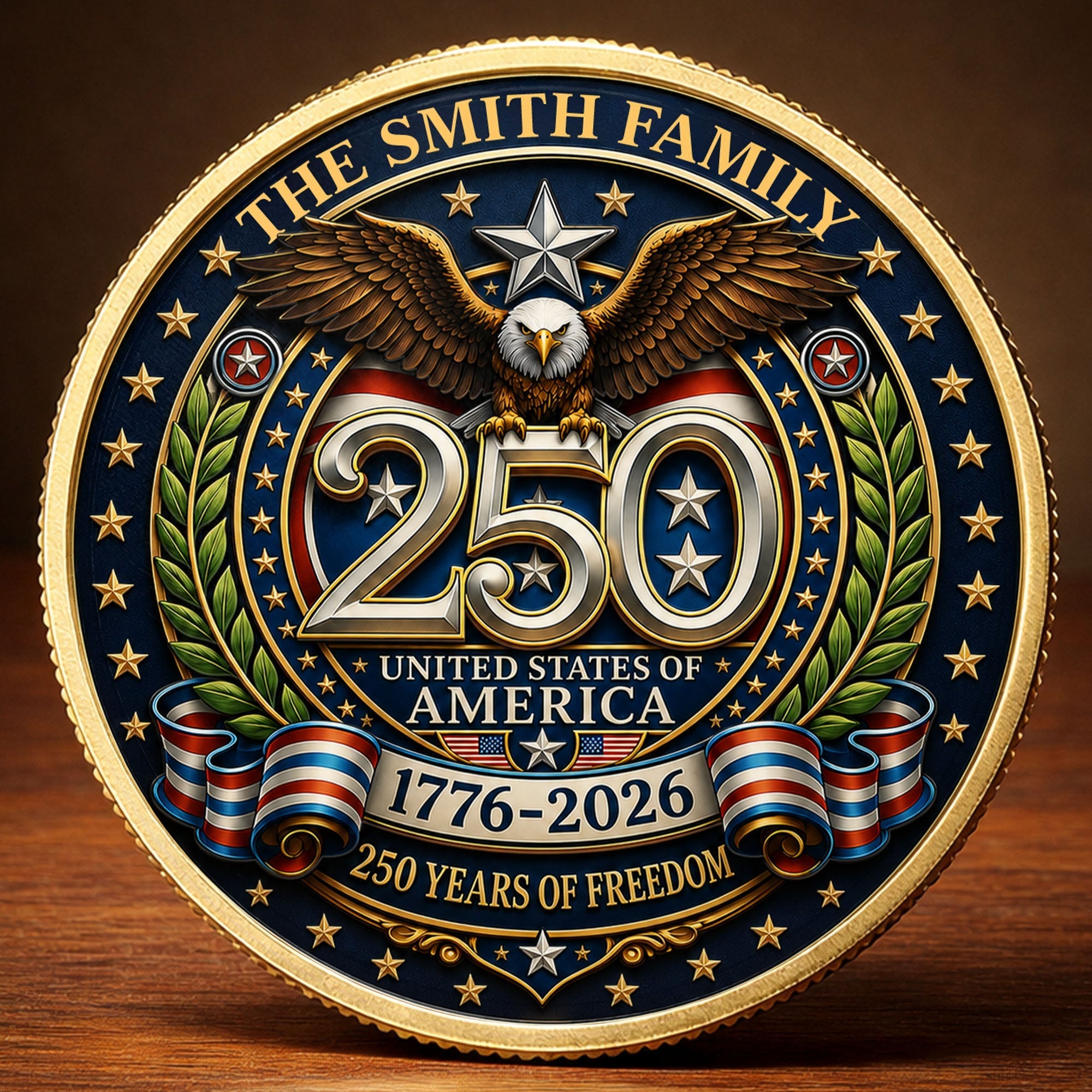 Custom Commemorative Coin 250 Years Freedom Gift for Dad