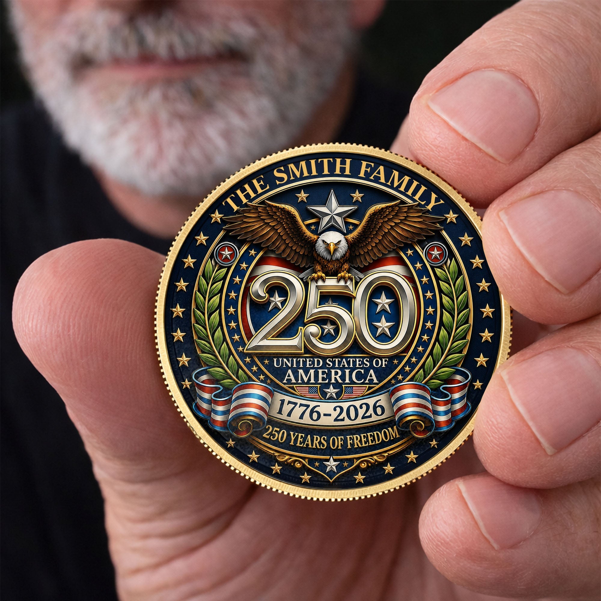 Custom Commemorative Coin 250 Years Freedom Gift for Dad
