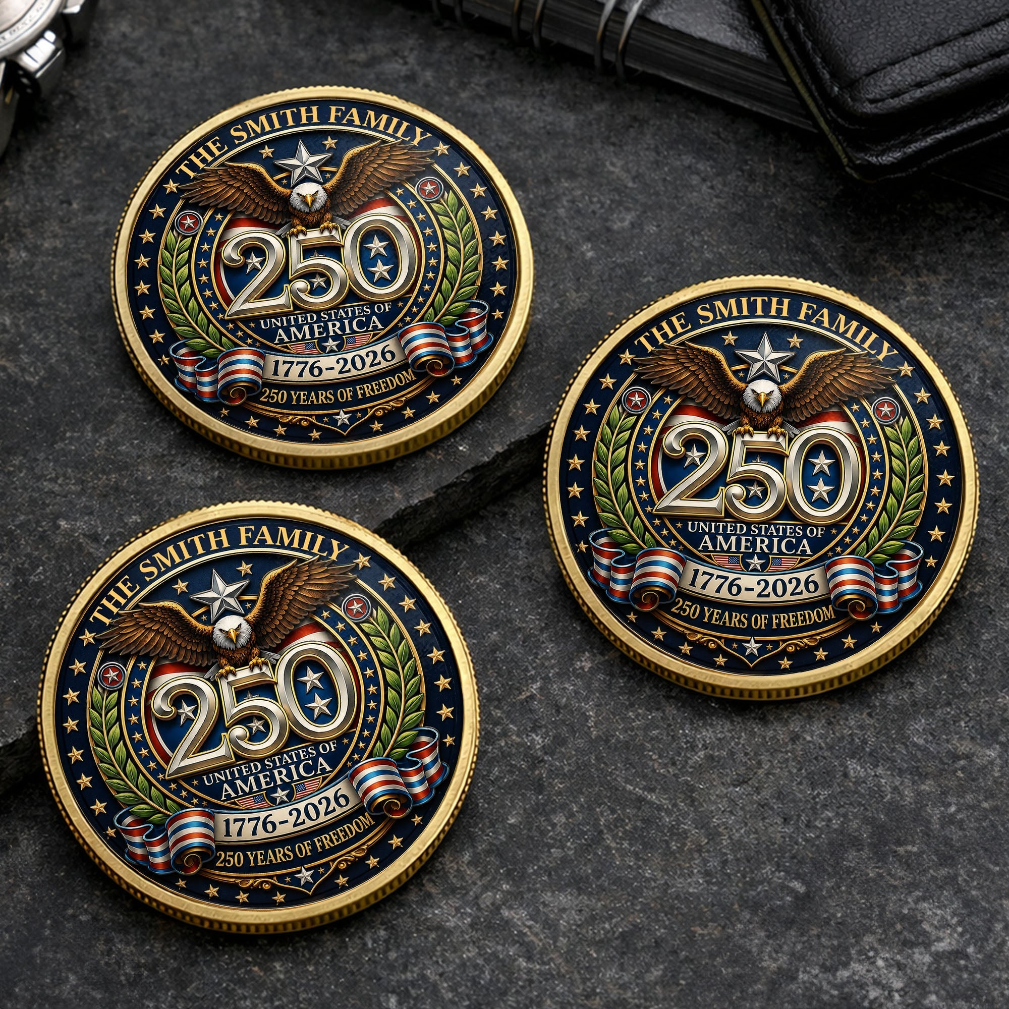 Custom Commemorative Coin 250 Years Freedom Gift for Dad