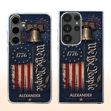 Load image into Gallery viewer, Personalized Clear Phone Case with Liberty Bell American Flag for Dad
