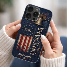 Load image into Gallery viewer, Personalized Clear Phone Case with Liberty Bell American Flag for Dad
