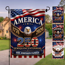Load image into Gallery viewer, Personalized American Flag Fireworks Garden Flag for 4th of July
