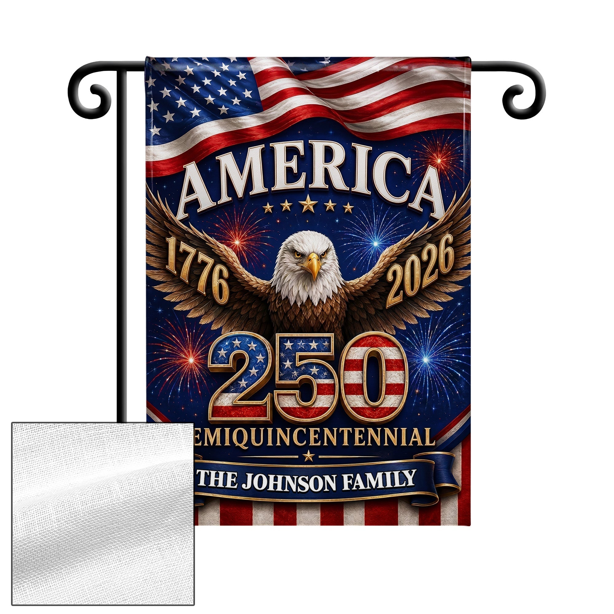 Personalized American Flag Fireworks Garden Flag for 4th of July