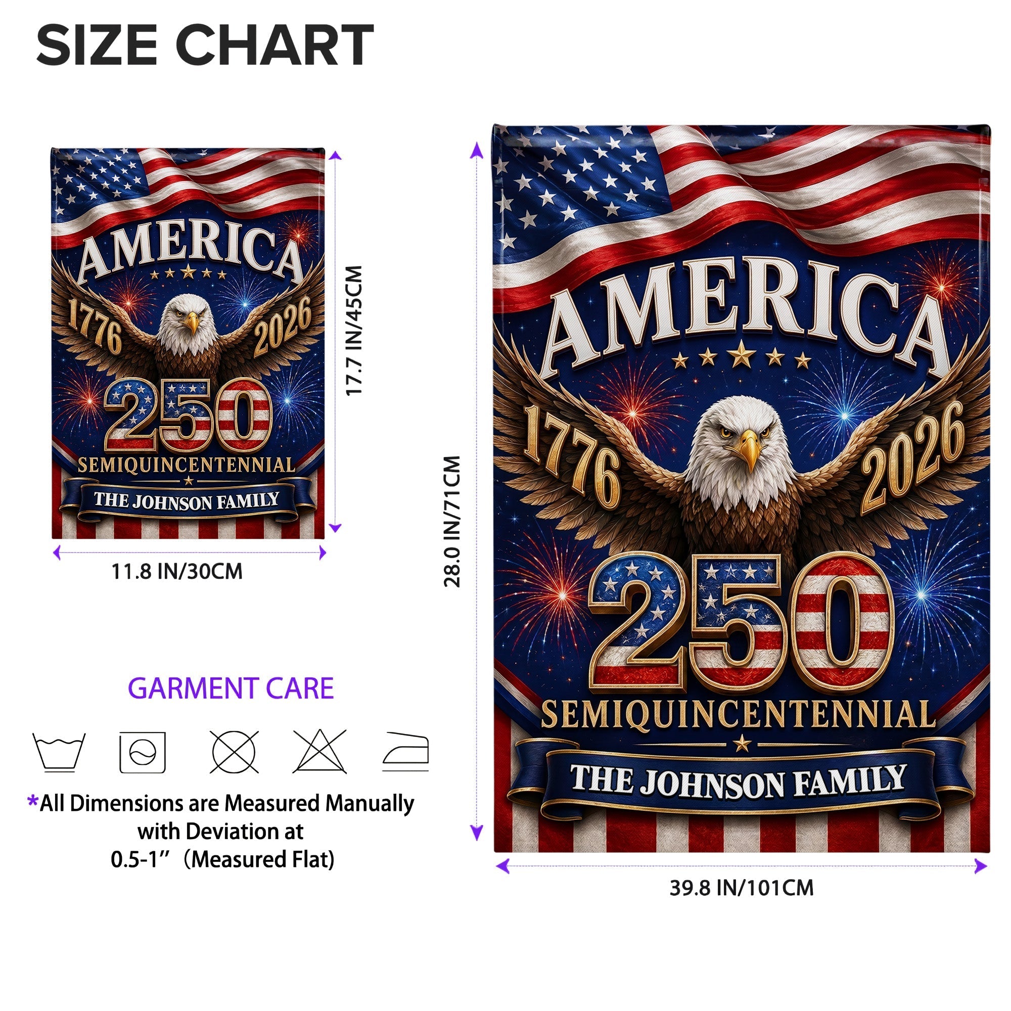 Personalized American Flag Fireworks Garden Flag for 4th of July
