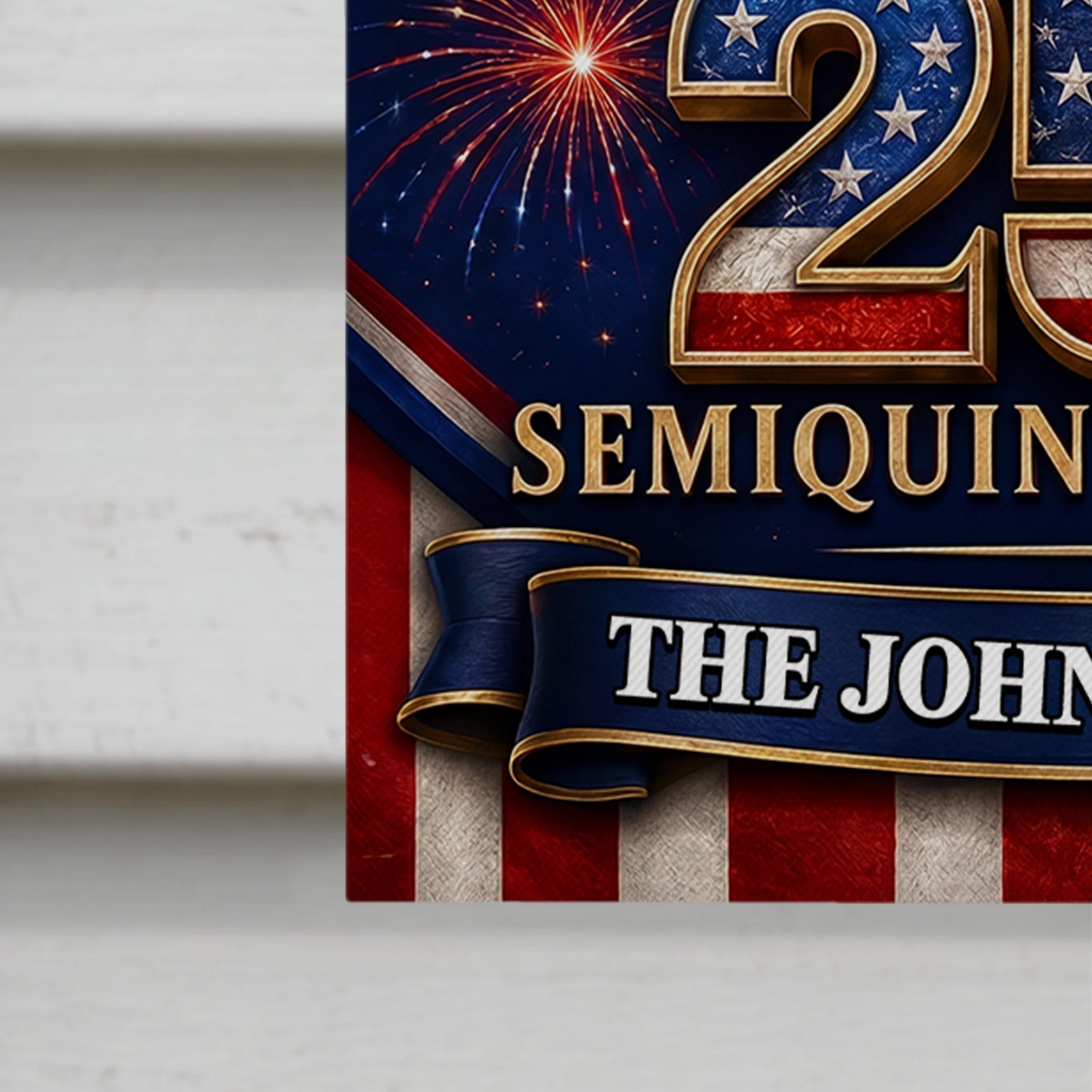 Personalized American Flag Fireworks Garden Flag for 4th of July