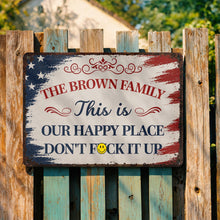 Load image into Gallery viewer, Personalized Metal Wall Sign Family Name American Flag Gift
