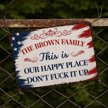 Load image into Gallery viewer, Personalized Metal Wall Sign Family Name American Flag Gift
