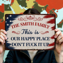Load image into Gallery viewer, Personalized Metal Wall Sign Family Name American Flag Gift
