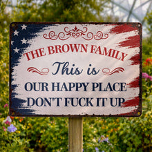 Load image into Gallery viewer, Personalized Metal Wall Sign Family Name American Flag Gift

