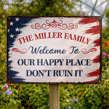 Load image into Gallery viewer, Personalized American Flag Metal Sign Custom Family Name Gift

