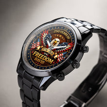 Load image into Gallery viewer, Personalized Black Men's Watch Custom Name Eagle USA Flag Gift for Dad
