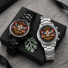 Load image into Gallery viewer, Personalized Black Men's Watch Custom Name Eagle USA Flag Gift for Dad
