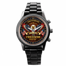 Load image into Gallery viewer, Personalized Black Men's Watch Custom Name Eagle USA Flag Gift for Dad
