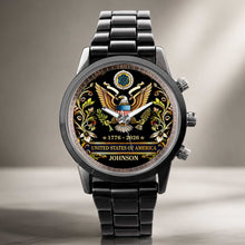 Load image into Gallery viewer, Personalized Black Men's Watch Custom Name Gift for Dad
