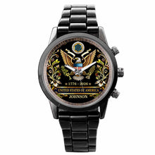 Load image into Gallery viewer, Personalized Black Men's Watch Custom Name Gift for Dad
