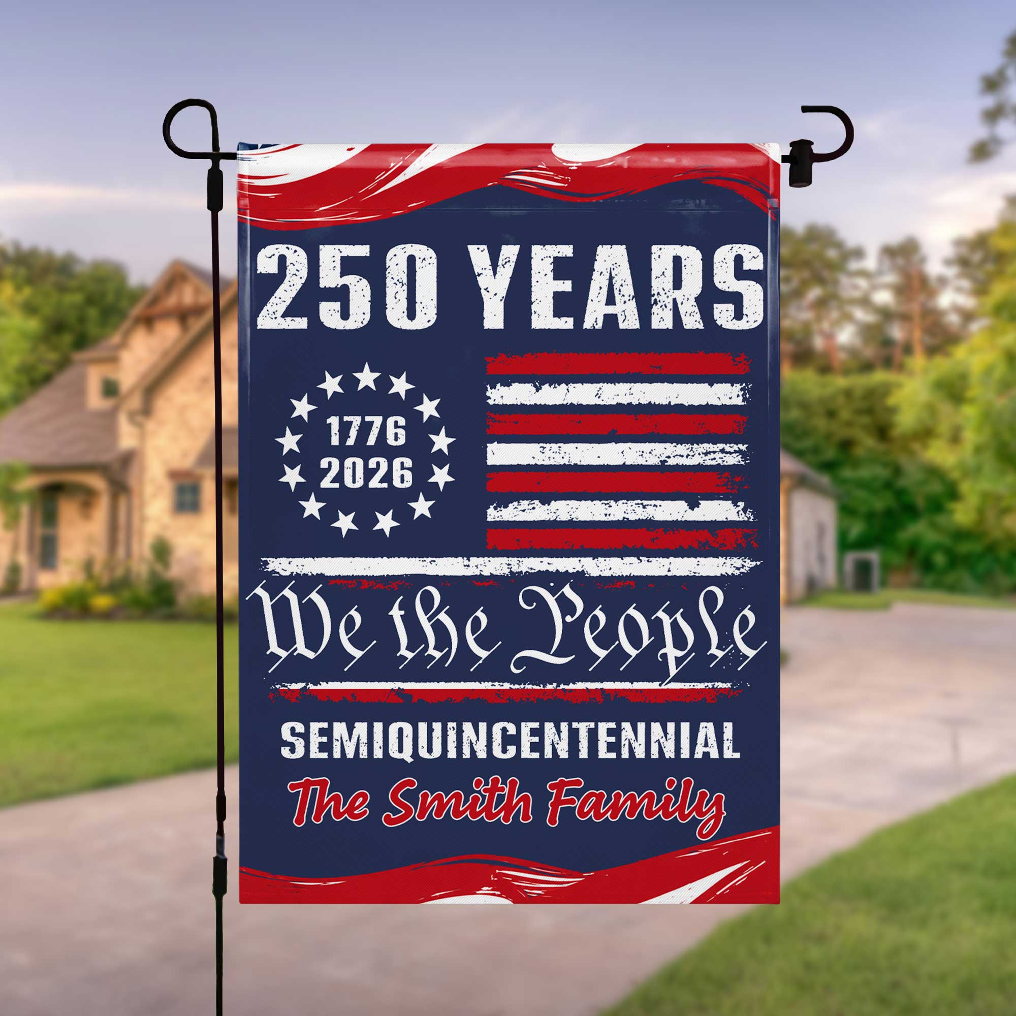 Personalized 4th of July Garden Flag Custom Family Name Gift